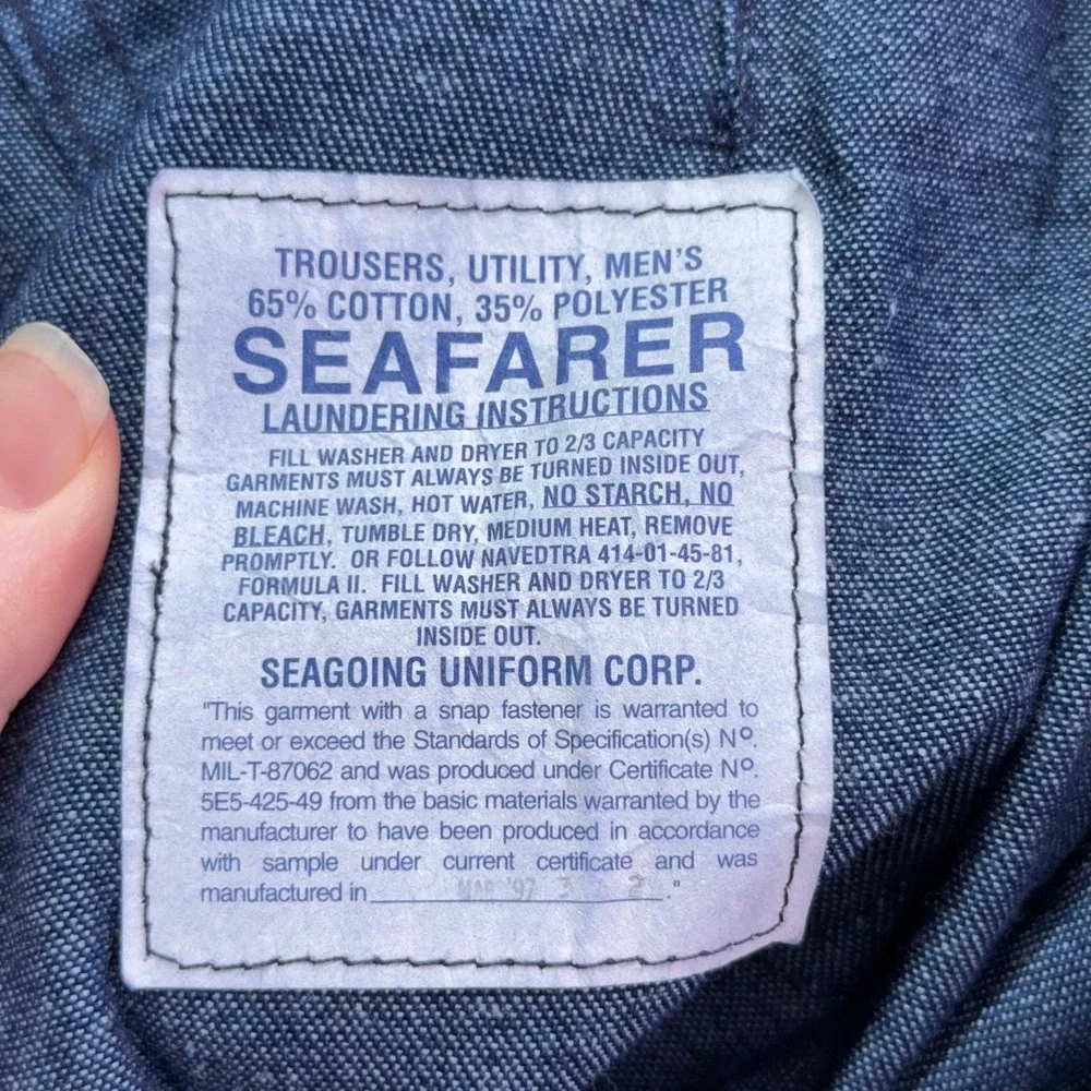 VTG Seafarer Jeans Mens 32x31 Blue Utility Trousers Denim Bell Bottom Pants